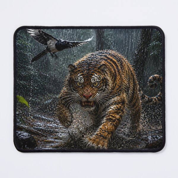 Item preview, Tiger and Magpie in the Rain: Mystical Night Journey designed and sold by K-Tradition.