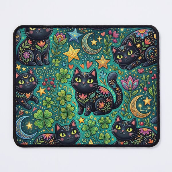 Item preview, Magical Black Cat and Clover Pattern designed and sold by Iampoji.