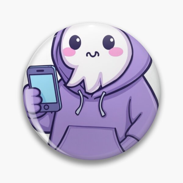 Item preview, Cute Ghost in a Purple Hoodie Scrolling on Phone designed and sold by redblink store.