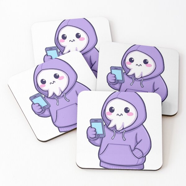 Item preview, Cute Ghost in a Purple Hoodie Scrolling on Phone designed and sold by redblink store.