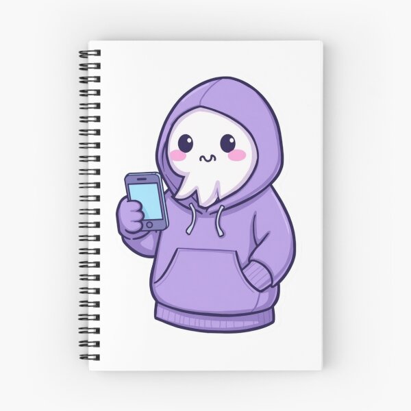 Item preview, Cute Ghost in a Purple Hoodie Scrolling on Phone designed and sold by redblink store.
