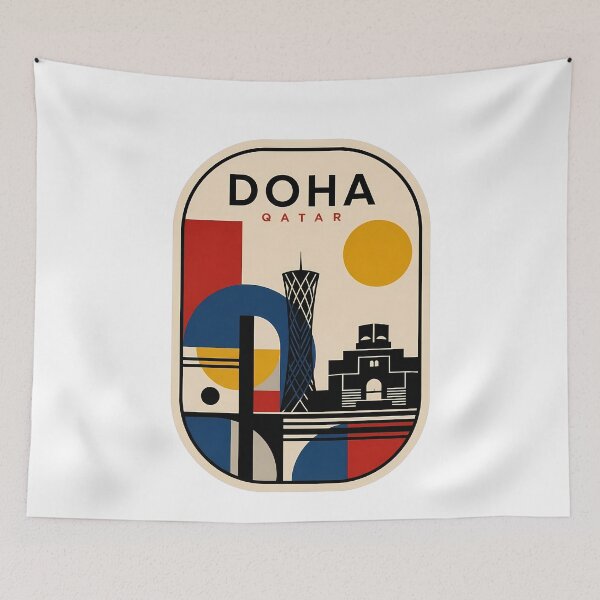 Item preview, Abstract Doha Qatar Skyline Geometric Travel Art designed and sold by k3rstman1.