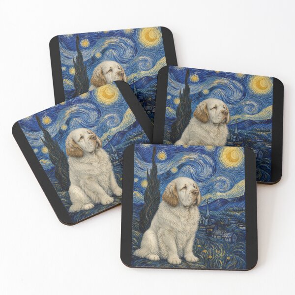 Item preview, Clumber Spaniel Dog Van Gogh Starry Night  designed and sold by Littermin.