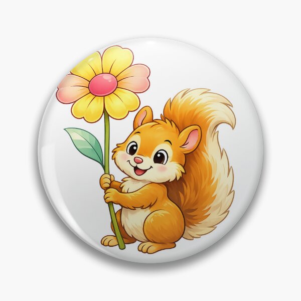 Item preview, Cute Squirrel Sticker – Happy Woodland Animal Flower designed and sold by SoftSproutstu.