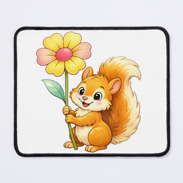 Item preview, Cute Squirrel Sticker – Happy Woodland Animal Flower designed and sold by SoftSproutstu.