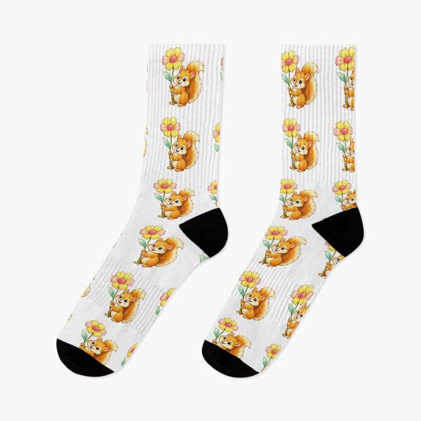 Item preview, Cute Squirrel Sticker – Happy Woodland Animal Flower designed and sold by SoftSproutstu.