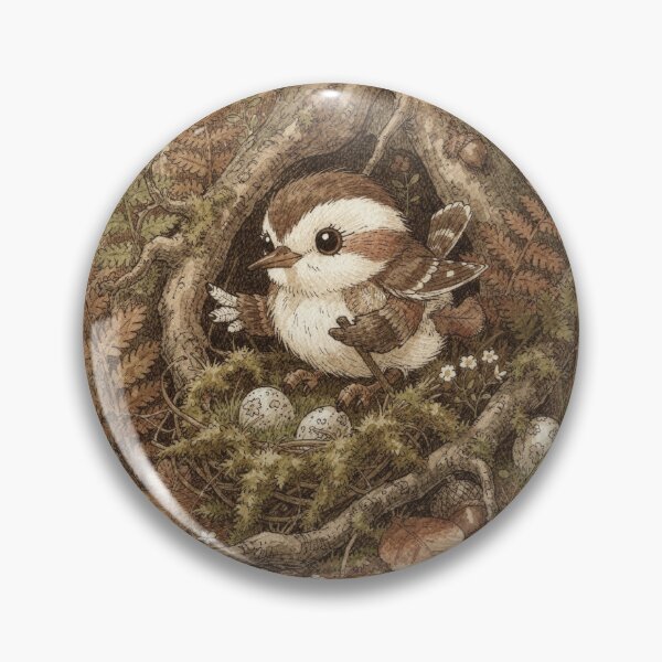 Item preview, Wren Folk Rocking a Moss Cradle designed and sold by PictorialWhimsy.