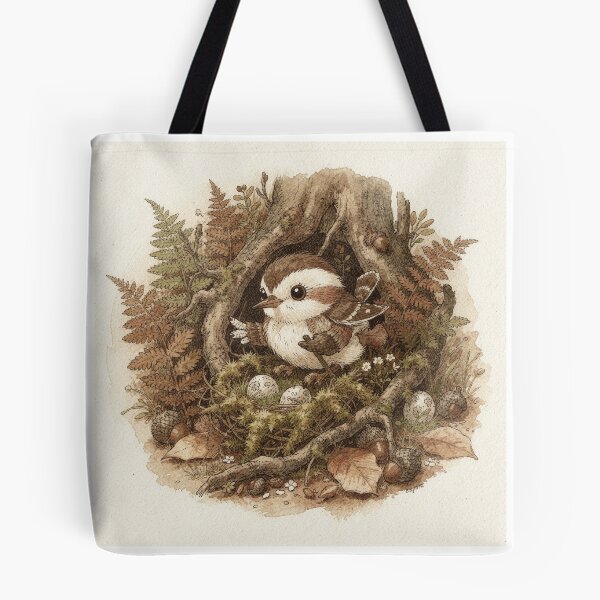 Item preview, Wren Folk Rocking a Moss Cradle designed and sold by PictorialWhimsy.
