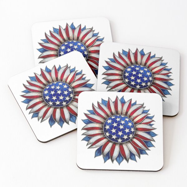Item preview, Patriotic Sunflower PNG, Faux Stained Glass Sunflower Design, American Flag Floral, Fourth of July Graphic, USA Flower PNG designed and sold by TheGingerEffect.