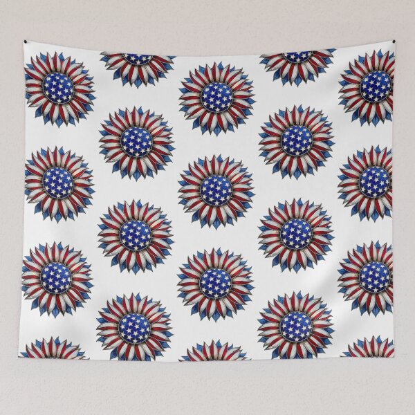 Item preview, Patriotic Sunflower PNG, Faux Stained Glass Sunflower Design, American Flag Floral, Fourth of July Graphic, USA Flower PNG designed and sold by TheGingerEffect.