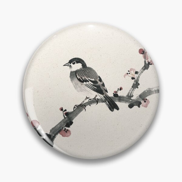Item preview, Ink Sparrow on a Plum Branch designed and sold by PictorialWhimsy.