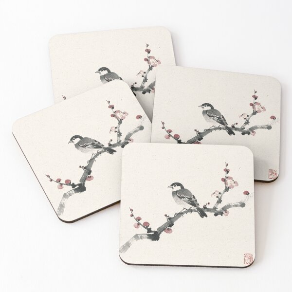 Item preview, Ink Sparrow on a Plum Branch designed and sold by PictorialWhimsy.