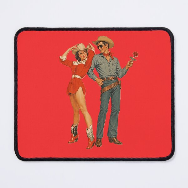 Item preview, Vintage Western Romantic Cowboy Couple Sticker | Cowgirl & Cowboy with Rose | Retro Valentine Design designed and sold by stg-reigns.