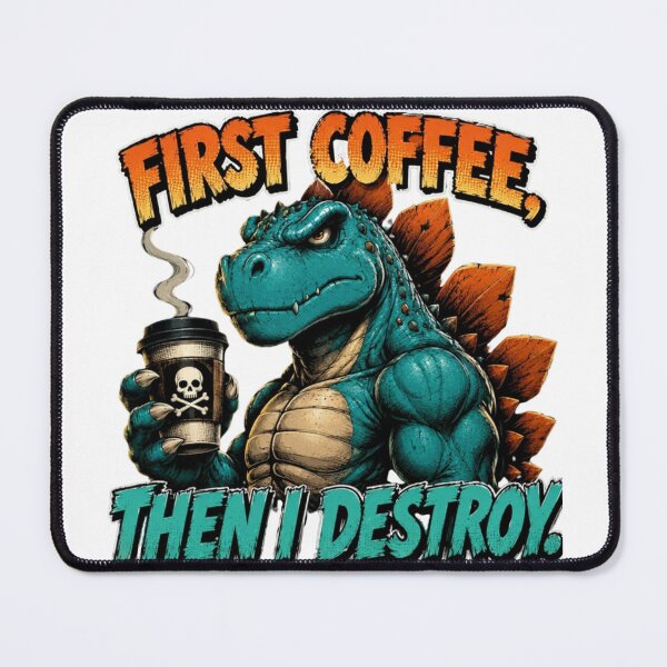 Item preview, First Coffee Then I Destroy Dinosaur image designed and sold by Nano-Threads.