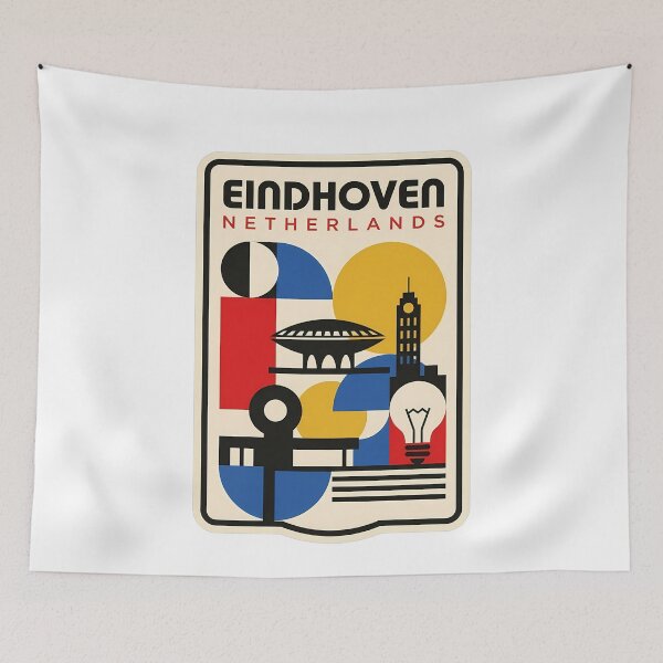 Item preview, Eindhoven Netherlands Vintage Bauhaus Geometric Travel Scene designed and sold by k3rstman1.