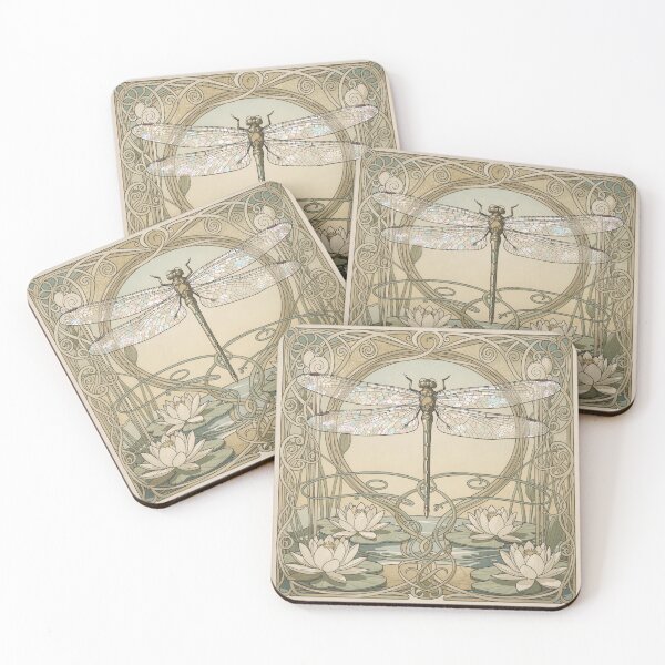 Item preview, Art Nouveau Dragonfly Panel designed and sold by PictorialWhimsy.