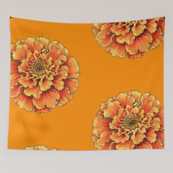 Item preview, Orange Marigold Botanical Sketch | Watercolor Flower Illustration designed and sold by ColorSplash123.