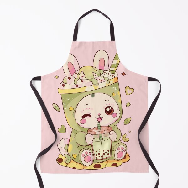 Item preview, Kawaii matcha boba bunny – cute pastel bubble tea bunny designed and sold by StudioPeachPop.