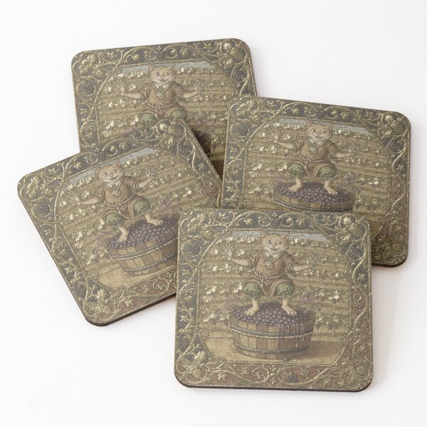 Item preview, Medieval Cat Vintner Stomping Grapes designed and sold by PictorialWhimsy.