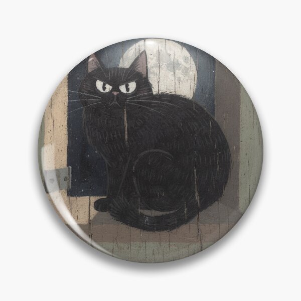 Item preview, Black Cat Wedged on a Moonlit Windowsill designed and sold by PictorialWhimsy.