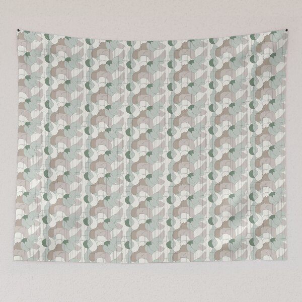 Item preview, Mid-Century Modern Geometric Pattern - Minimalist Sage Green Japandi Art designed and sold by EH World | Store.