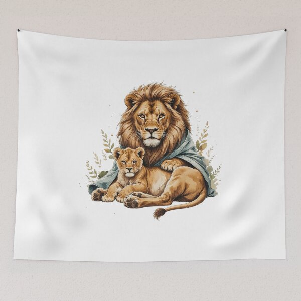 Item preview, Fierce Papa Lion And Baby Cub Watercolor Father's Day designed and sold by AQUILAKREO.