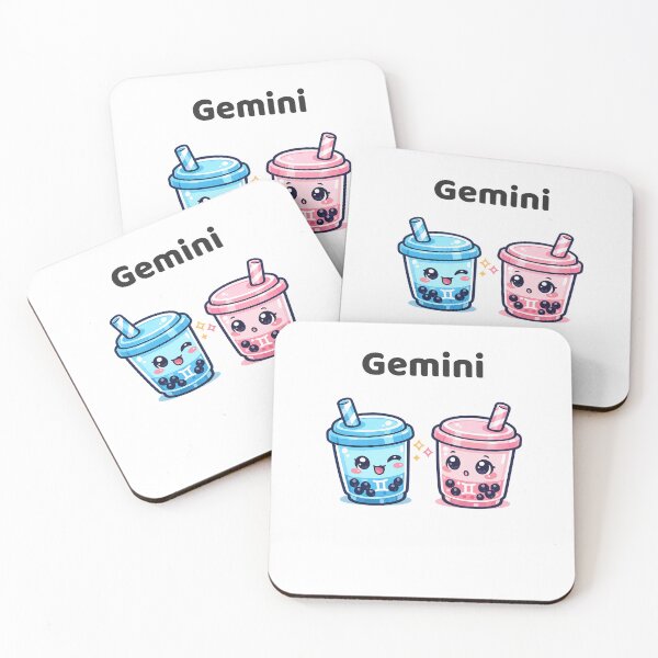 Item preview, Cute Gemini Zodiac Twin Bubble Tea Kawaii Astrology designed and sold by creativiteemom.
