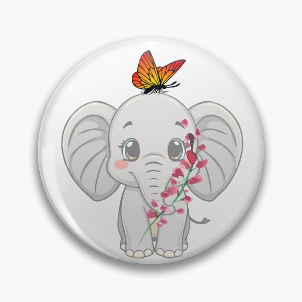 Item preview, Cute Baby Elephant with Butterfly and Pink Flowers Sticker | Kawaii Animal Illustration | Cutie Pie Nursery Art designed and sold by Fill Dreams Studio.