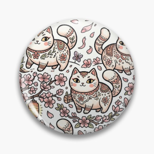 Item preview, Cute Japanese Sakura Cat Pattern designed and sold by Iampoji.