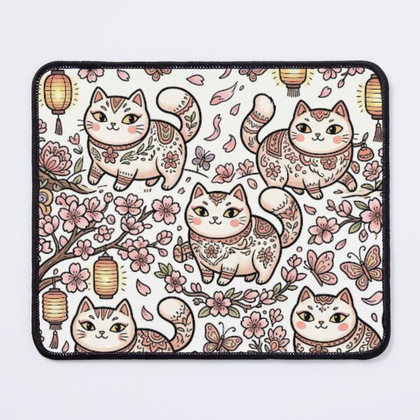 Item preview, Cute Japanese Sakura Cat Pattern designed and sold by Iampoji.