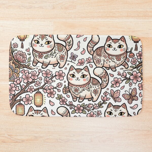 Item preview, Cute Japanese Sakura Cat Pattern designed and sold by Iampoji.