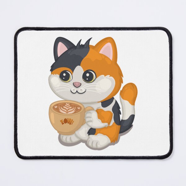 Item preview, Cute Calico Cat Drinking Latte Coffee Art designed and sold by Eowcat.