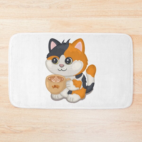 Item preview, Cute Calico Cat Drinking Latte Coffee Art designed and sold by Eowcat.