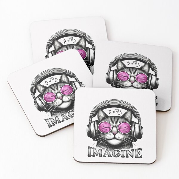 Item preview, Cool Cat Headphones Imagine Music Gift for Cat Dad designed and sold by PixelQ.