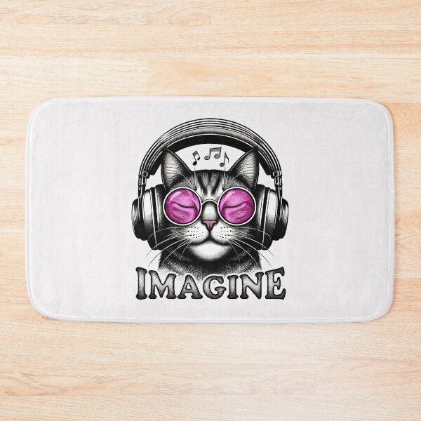 Item preview, Cool Cat Headphones Imagine Music Gift for Cat Dad designed and sold by PixelQ.
