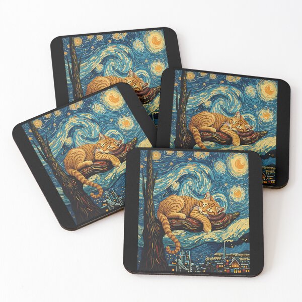 Item preview, Sleeping Cat Tree Branch Van Gogh Starry Night Inspired designed and sold by Littermin.