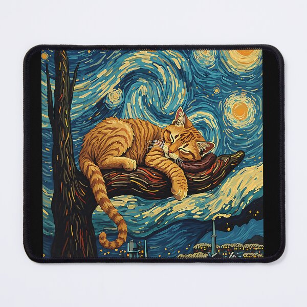 Item preview, Sleeping Cat Tree Branch Van Gogh Starry Night Inspired designed and sold by Littermin.