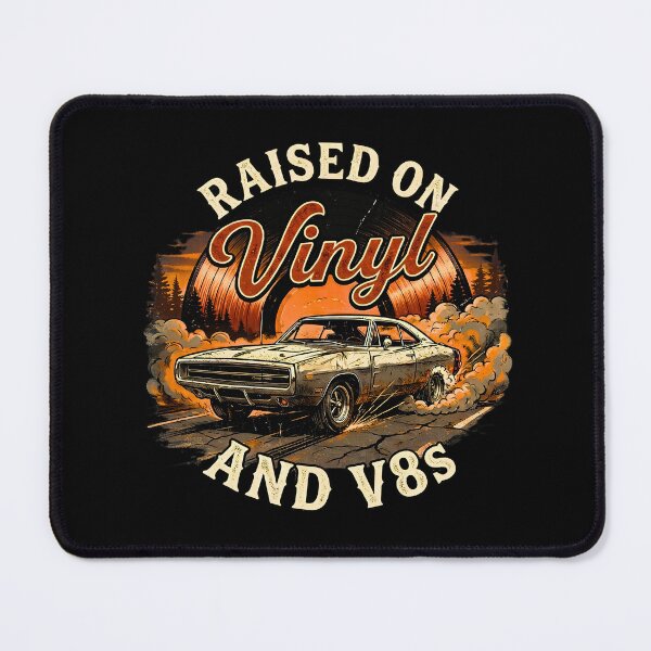 Item preview, Raised On Vinyl And V8s Muscle Car Retro Sunset designed and sold by LunaMagicStudio.