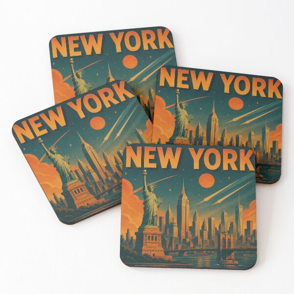 Item preview, New York Retro Futuristic Poster | New York City Art | New York Vintage Design | New York Sci-Fi Style | New York Travel Poster | New York Illustration | New York Architecture | New York Aesthetic designed and sold by Patternomania.
