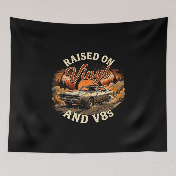 Item preview, Raised On Vinyl And V8s Muscle Car Retro Sunset designed and sold by LunaMagicStudio.