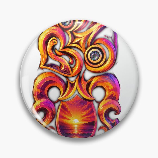 Item preview, Sunset Neon Hei Tiki – Māori Ocean Glow Art designed and sold by SkruffyInk.