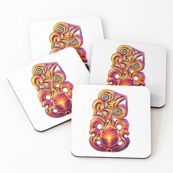Item preview, Sunset Neon Hei Tiki – Māori Ocean Glow Art designed and sold by SkruffyInk.