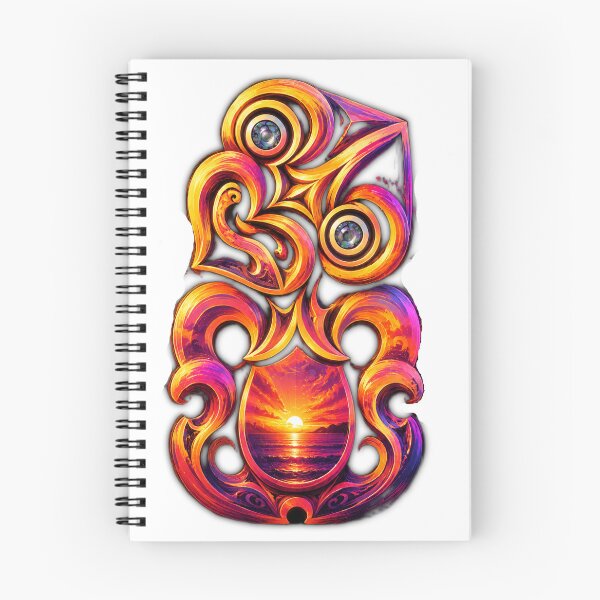 Item preview, Sunset Neon Hei Tiki – Māori Ocean Glow Art designed and sold by SkruffyInk.
