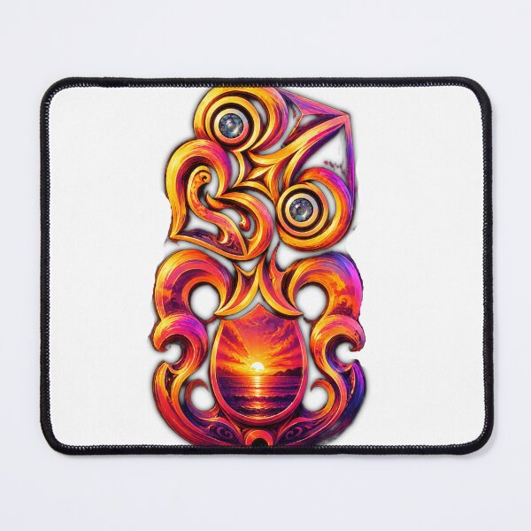 Item preview, Sunset Neon Hei Tiki – Māori Ocean Glow Art designed and sold by SkruffyInk.