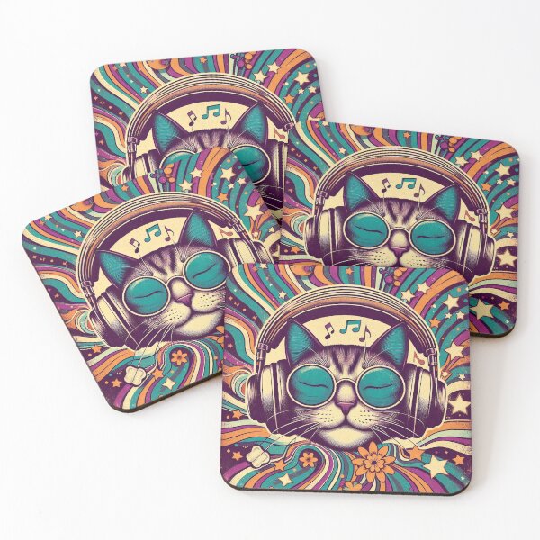 Item preview, Funny Cat Lover Gift for Owners — Retro Music Cat Birthday Present designed and sold by PixelQ.