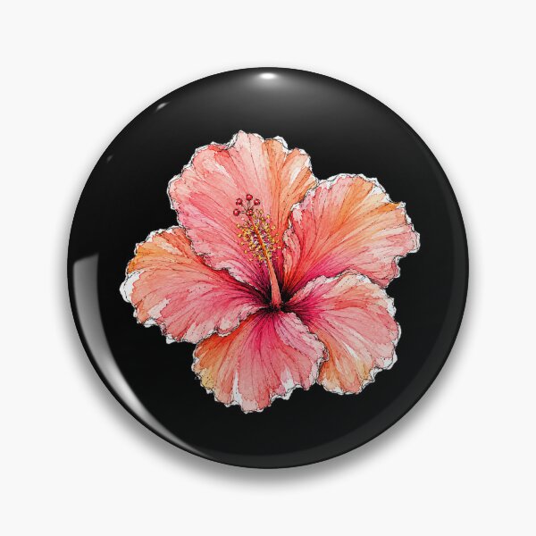 Item preview, Coral Hibiscus Ink Sketch | Tropical Watercolor Botanical Art designed and sold by ColorSplash123.