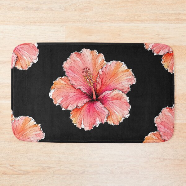 Item preview, Coral Hibiscus Ink Sketch | Tropical Watercolor Botanical Art designed and sold by ColorSplash123.