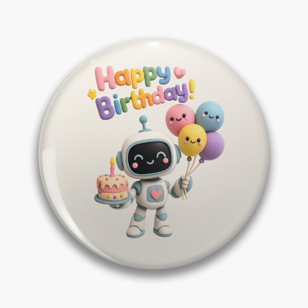 Item preview, Cute Robot Birthday Cake Party| Kawaii 3D Cake & Balloon Art designed and sold by Moons Studio.