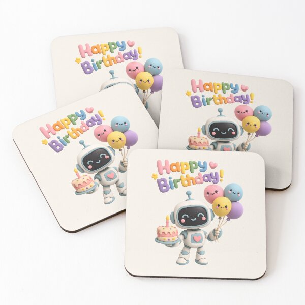Item preview, Cute Robot Birthday Cake Party| Kawaii 3D Cake & Balloon Art designed and sold by Moons Studio.