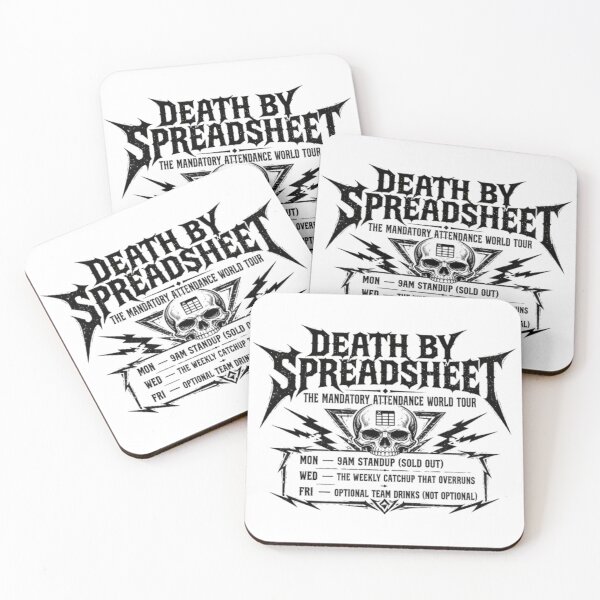 Item preview, Death By Spreadsheet - Funny Office Worker Band designed and sold by Barcud Designs.